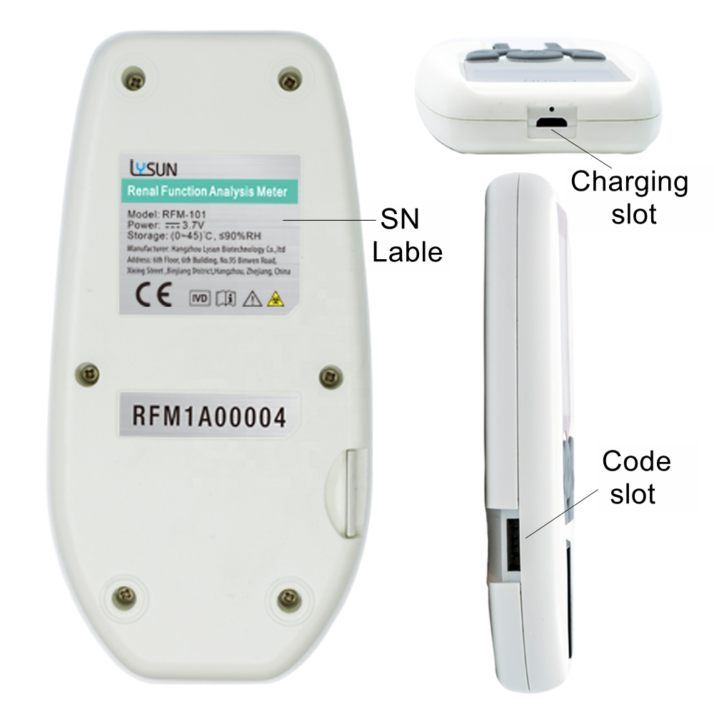 HSRFM-101 Portable 3-in-1 Kidney Renal Function Test Meter Measures Urea Creatinine and Uric Acid Digital Analyzer for Home & Professional Use Fast & Accurate Blood Test Kit