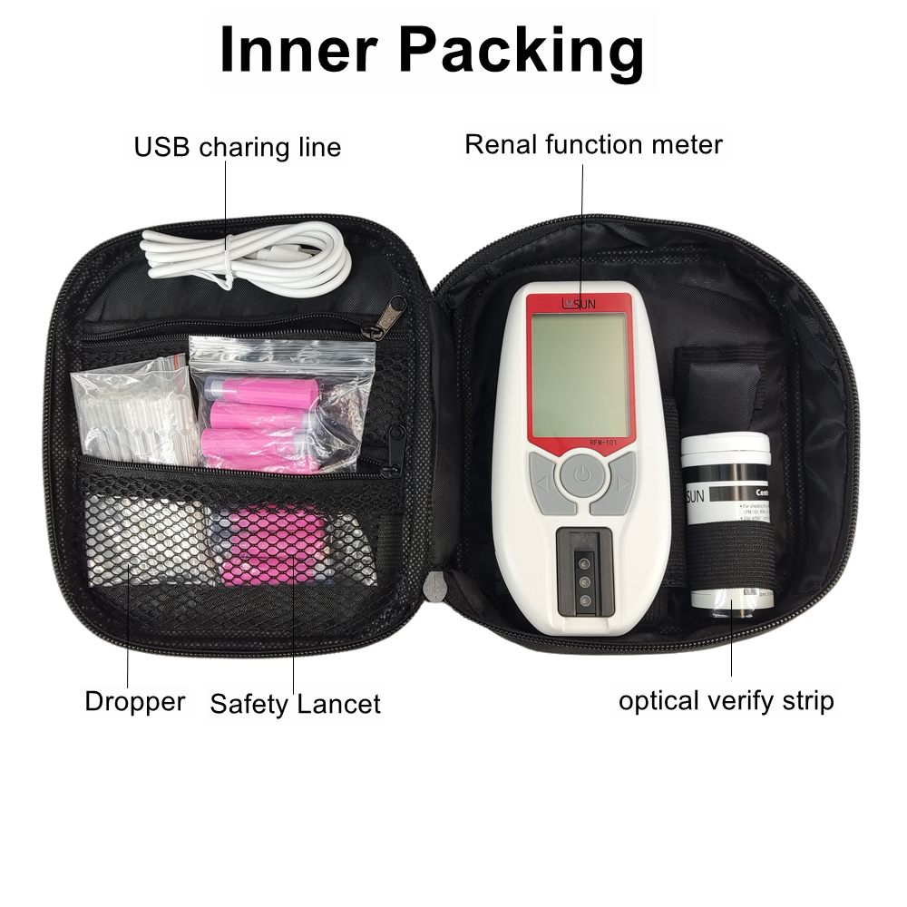 HSRFM-101 Portable 3-in-1 Kidney Renal Function Test Meter Measures Urea Creatinine and Uric Acid Digital Analyzer for Home & Professional Use Fast & Accurate Blood Test Kit