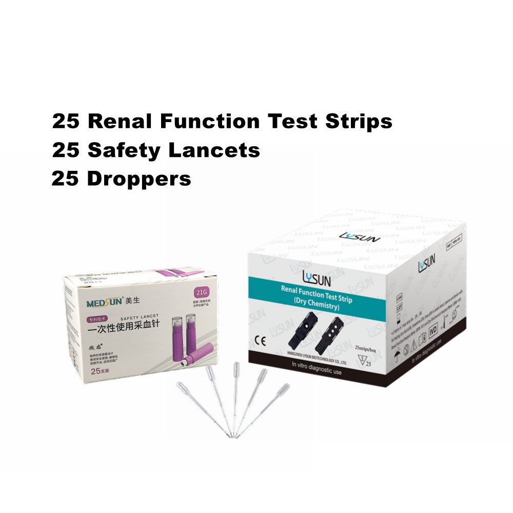 HSRFM-101 Portable 3-in-1 Kidney Renal Function Test Meter Measures Urea Creatinine and Uric Acid Digital Analyzer for Home & Professional Use Fast & Accurate Blood Test Kit