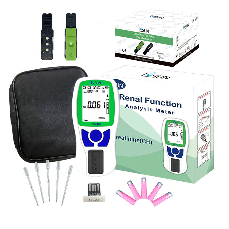 HSRFM-202 Portable Kidney Function Test Device Measures Creatinine Fast Accurate Blood Analyzer for Home Professional Use Health Monitoring Kit