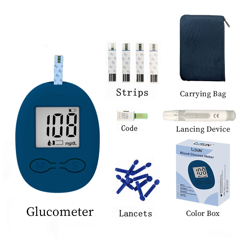 HSBGM-103 Smart Portable Blood Glucose Test Kit Fast Accurate and Convenient with 50Pcs Strips Lancets
