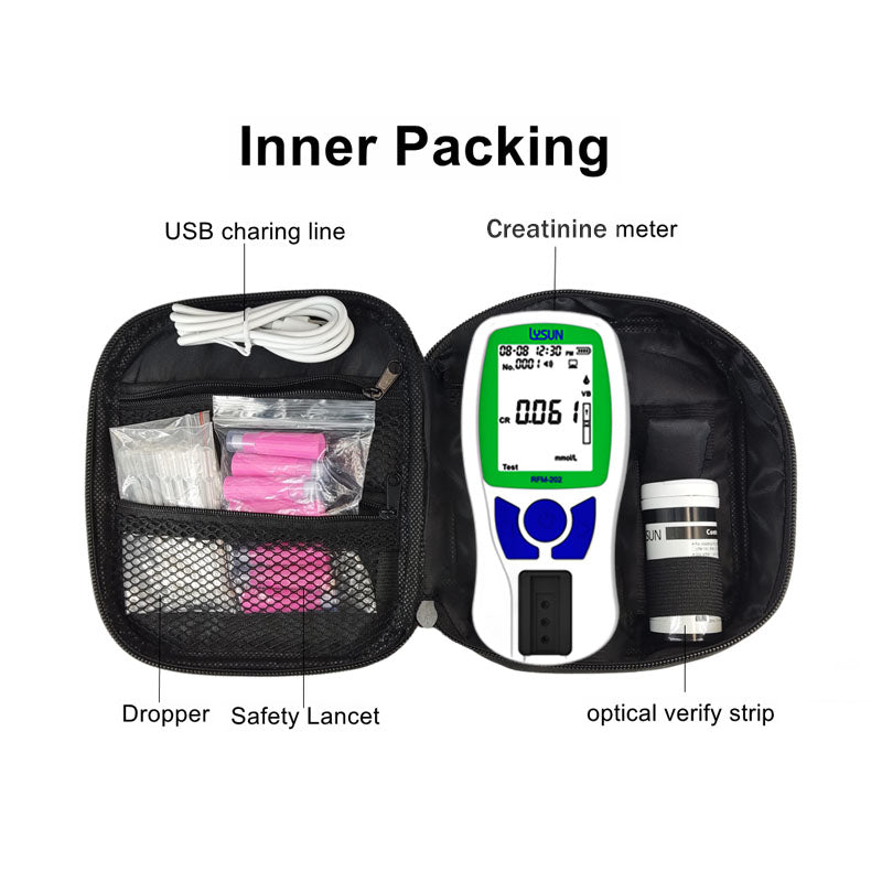 HSRFM-202 Portable Kidney Function Test Device Measures Creatinine Fast Accurate Blood Analyzer for Home Professional Use Health Monitoring Kit